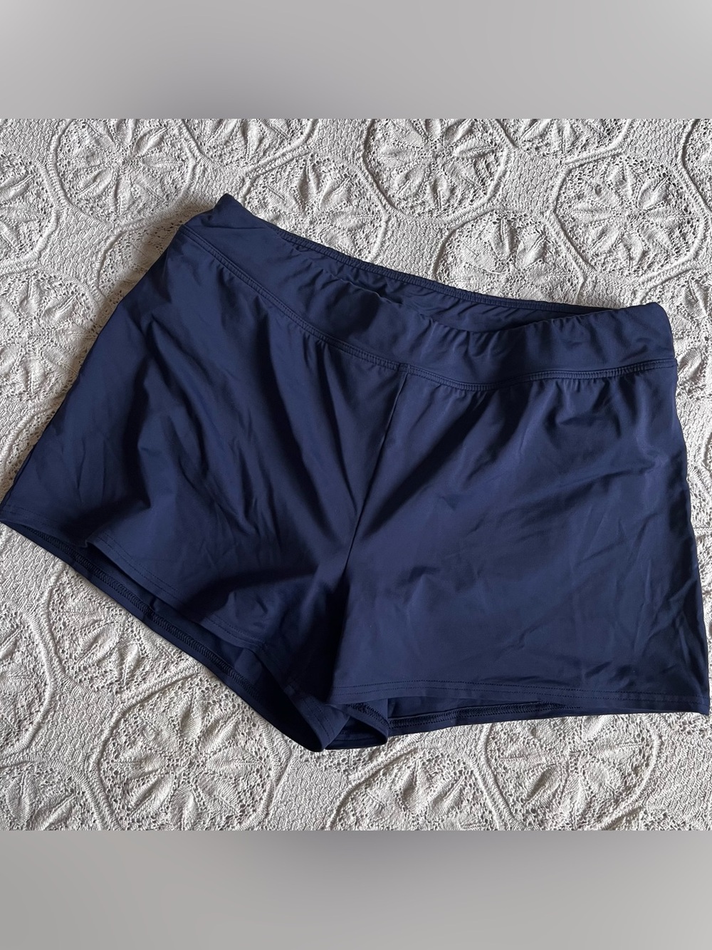Lands End swim shorts navy blue large 12 medium women’s modest summer beach lake